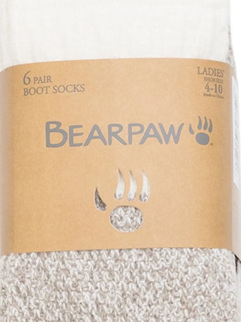 6 Pairs BearPaw Ladies Boot Socks Ivory and Heather Gray